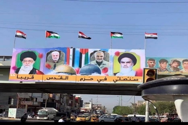 صور زعامات إيران بساحة بيروت في العاصمة العراقية