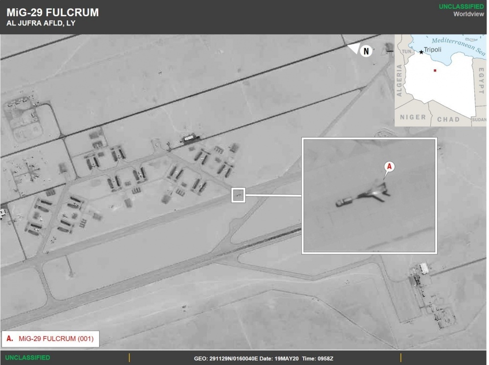 صورة نشرها الجيش الأميركي لطائرات روسية رابظة في شرق ليبيا