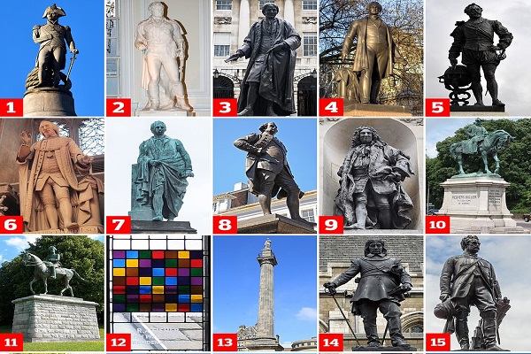 عدد من الرموز التاريخية البريطانية المطلوب ازالة تماثيلها 