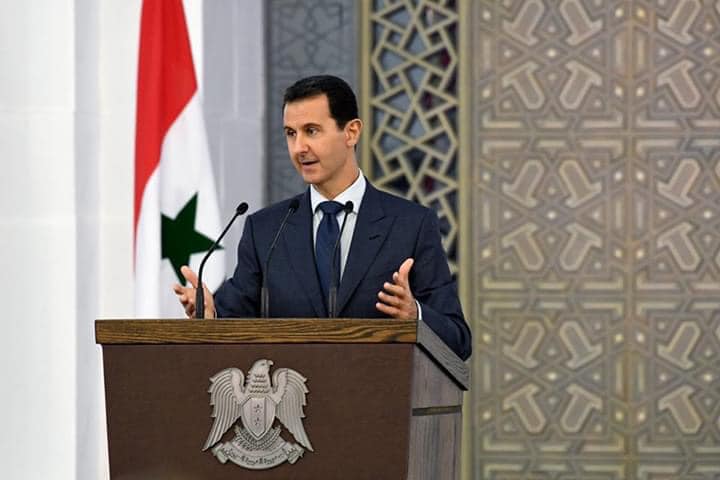 الرئيس السوري خلال اجتماع لحزب البعث