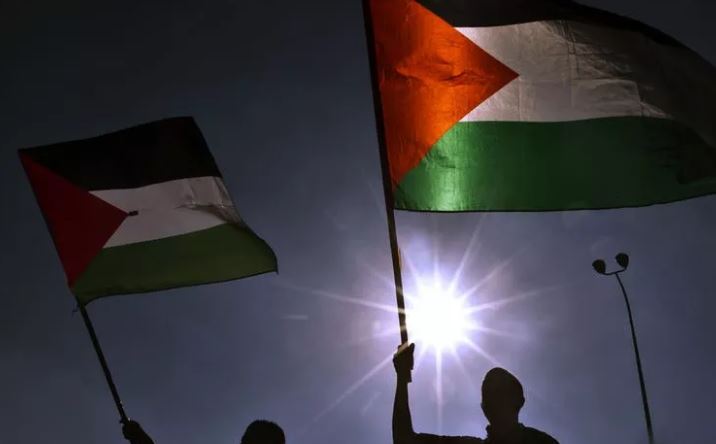 متظاهرون يرفعون العلم الفلسطيني- ارشيفية