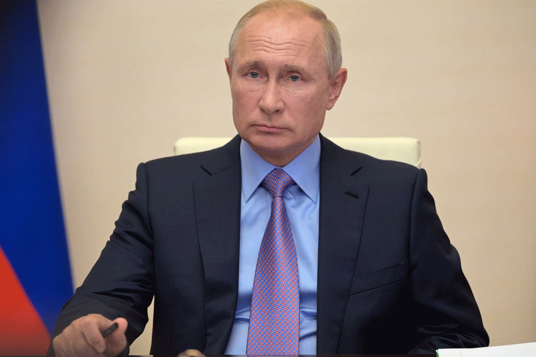 الرئيس الروسي فلاديمير بوتين خلال مؤتمر افتراضي عقده في 17 يوليو 2020 