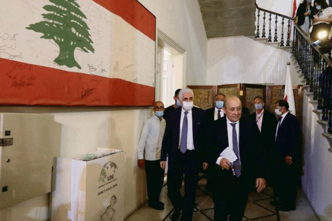  وزير الخارجية الفرنسي جان ايف لودريان في بيروت، 23 يوليو 2020