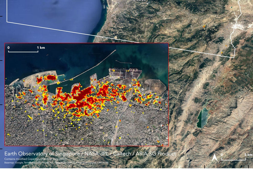 بيانات الرادار الفضائي لما تبدو عليه المدينة بعد الرابع من أغسطس