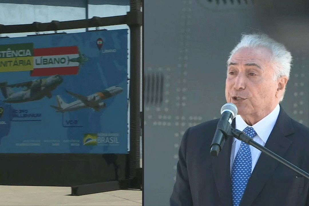 الرئيس البرازيلي السابق من أصل لبناني ميشال تامر قبيل صعوده إلى الطائرة المتجهة إلى بيروت