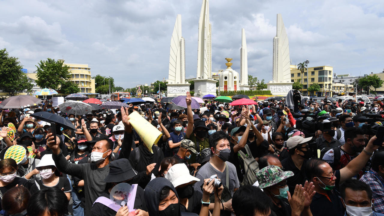 متظاهرون ضد الحكومة في بانكوك في 16 أغسطس 2020