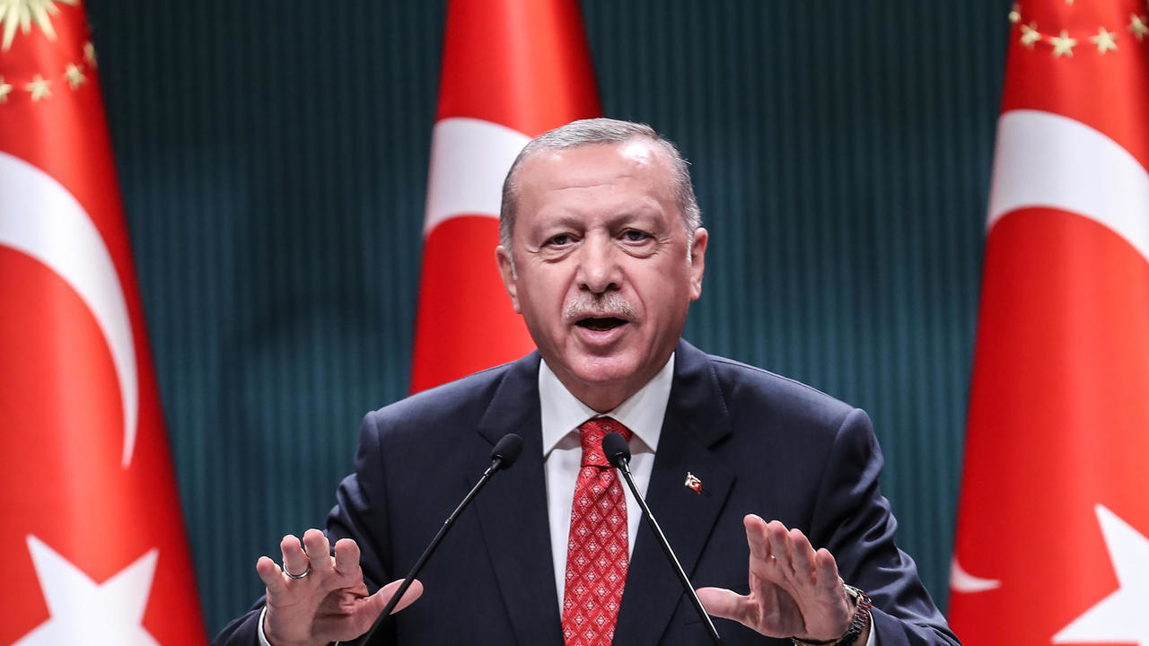 الرئيس التركي رجب طيب أردوغان متحدثا في المجمع الرئاسي في أنقرة في 10 أغسطس 2020