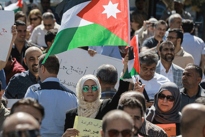 متظاهرون في العاصمة الأردنية عمان
