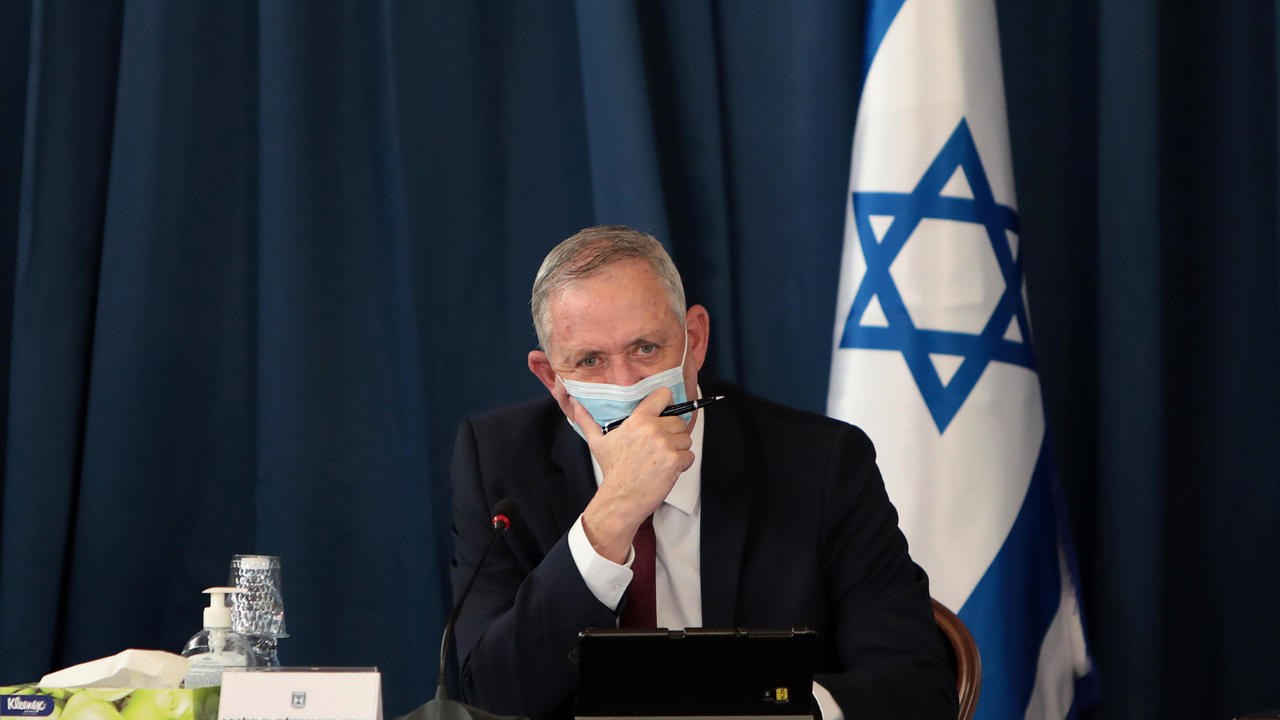 وزير الدفاع الاسرائيلي بيني غانتس خلال اجتماع حكومي في القدس في 5 يوليو 2020