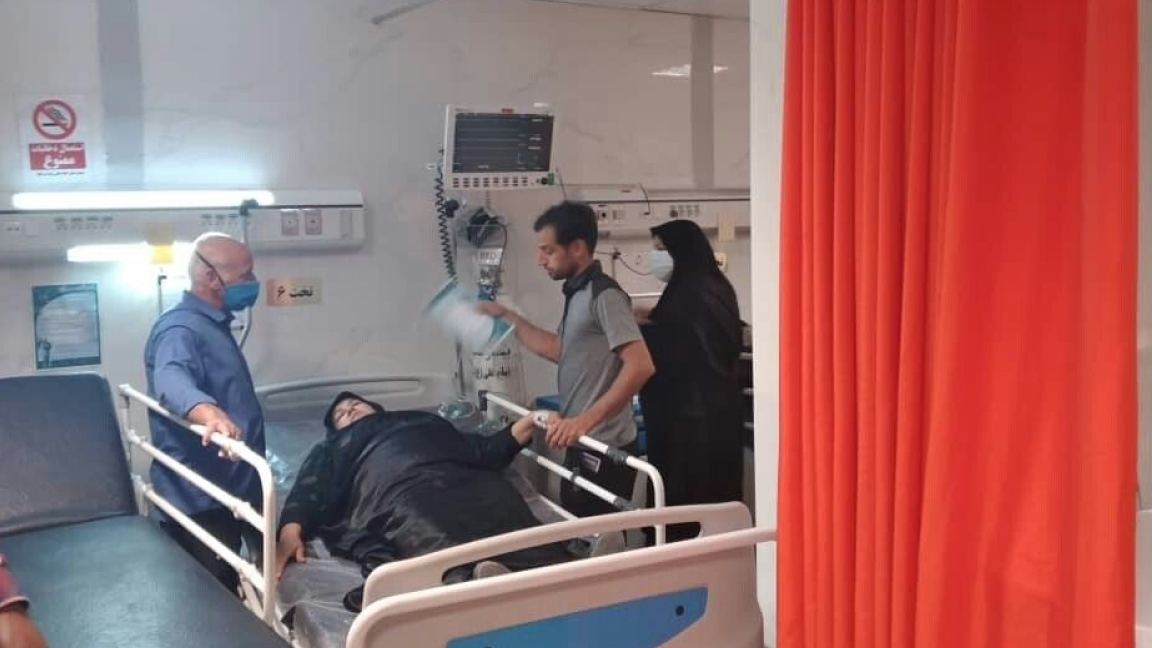 صورة مصابة بانفجار قارورة غاز الكلور في المستشفى الجمعة وزعتها وكالة الأنباء الإيرانية