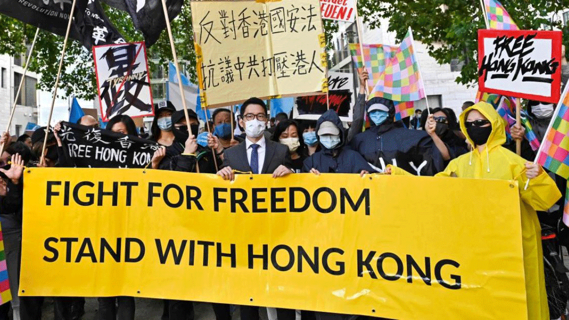 من التظاهرات التي تعم هونغ كونغ احتجاجاً على قانون الأمن القومي