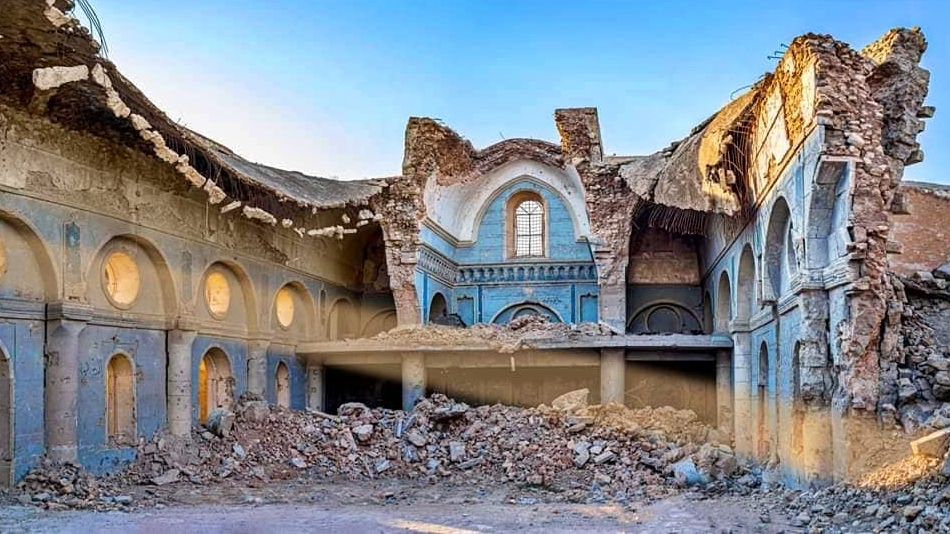 كنيسة الطاهرة في الموصل بعد تدميرها من قبل داعش