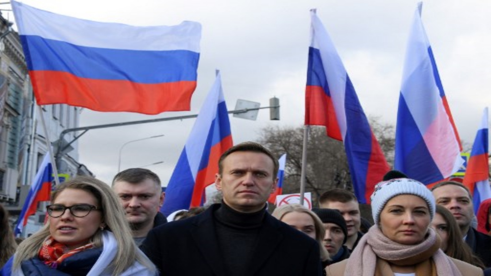 المعارض الروسي أليكسي نافالني يتقدم تظاهرة معارضة لبوتين