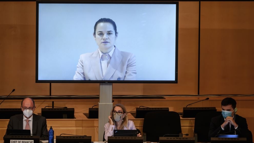 تيكانوفسكايا تخاطب لجنة الدفاع عن حقوق الإنسان في جنيف خلال جلسة طارئة لمناقشة الأزمة في بيلاروسيا