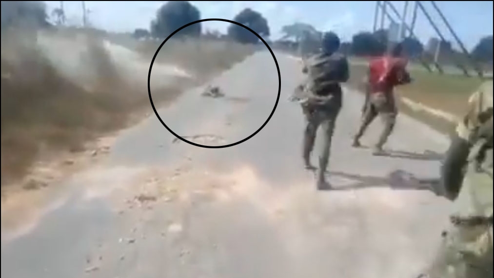 إعدام مروع ... أطلق رجال يرتدون زي الجيش الموزمبيقي أكثر من 12 رصاصة على امرأة. اللقطة من شريط فيديو تم تداوله على الإنترنت.