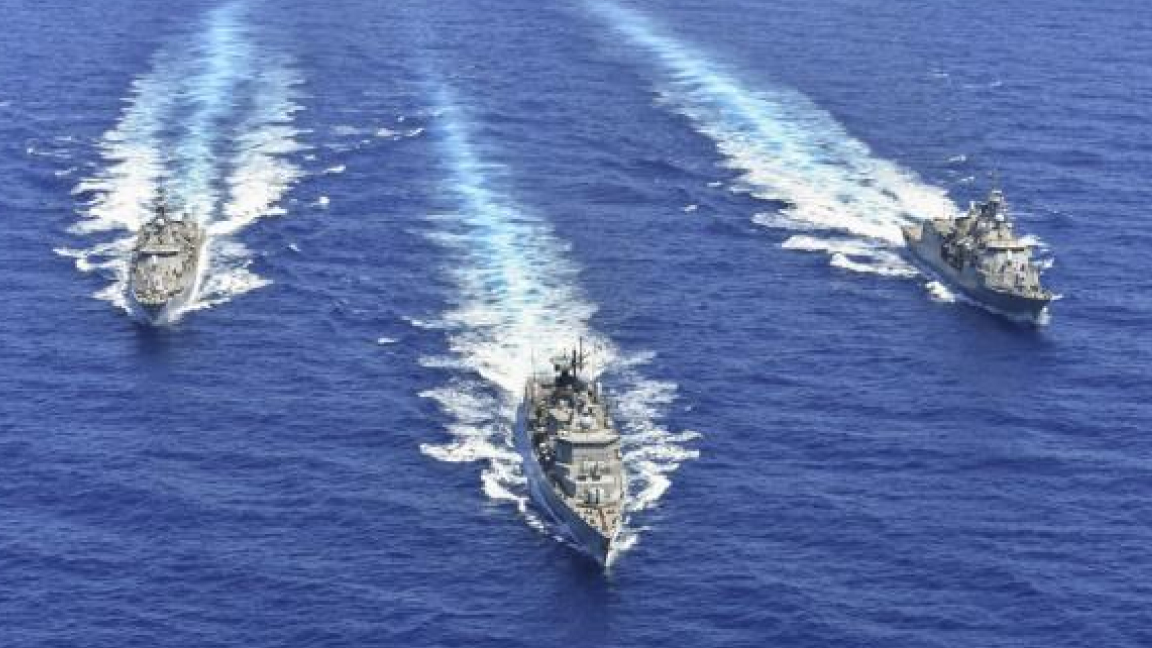 البحرية اليونانية في تدريبات عسكرية بشرق المتوسط في 25 أغسطس الماضي