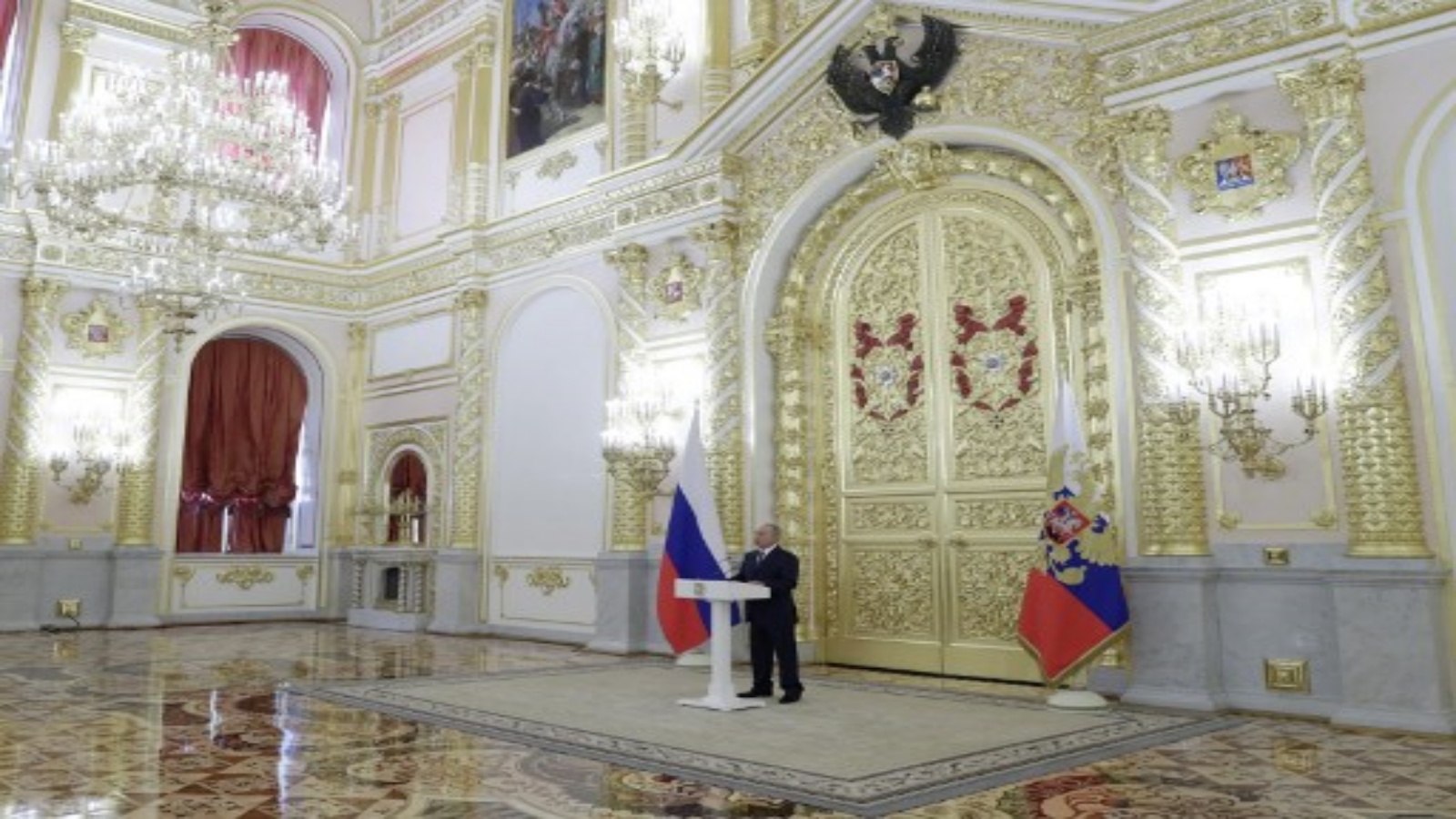 الرئيس الروسي فلاديمير بوتين يخاطب أعضاء مجلس الاتحاد في الكرملين في موسكو 23 سبتمبر 2020