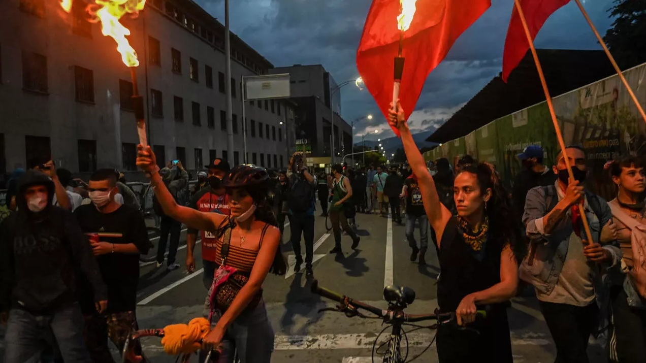 متظاهرون في ميديين الكولومبية بتاريخ 21 سبتمبر 2020