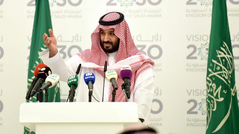 عراب رؤية 2030 الأمير محمد بن سلمان أثناء المؤتمر الخاص لإعلان الرؤية -ابريل ٢٠١٦