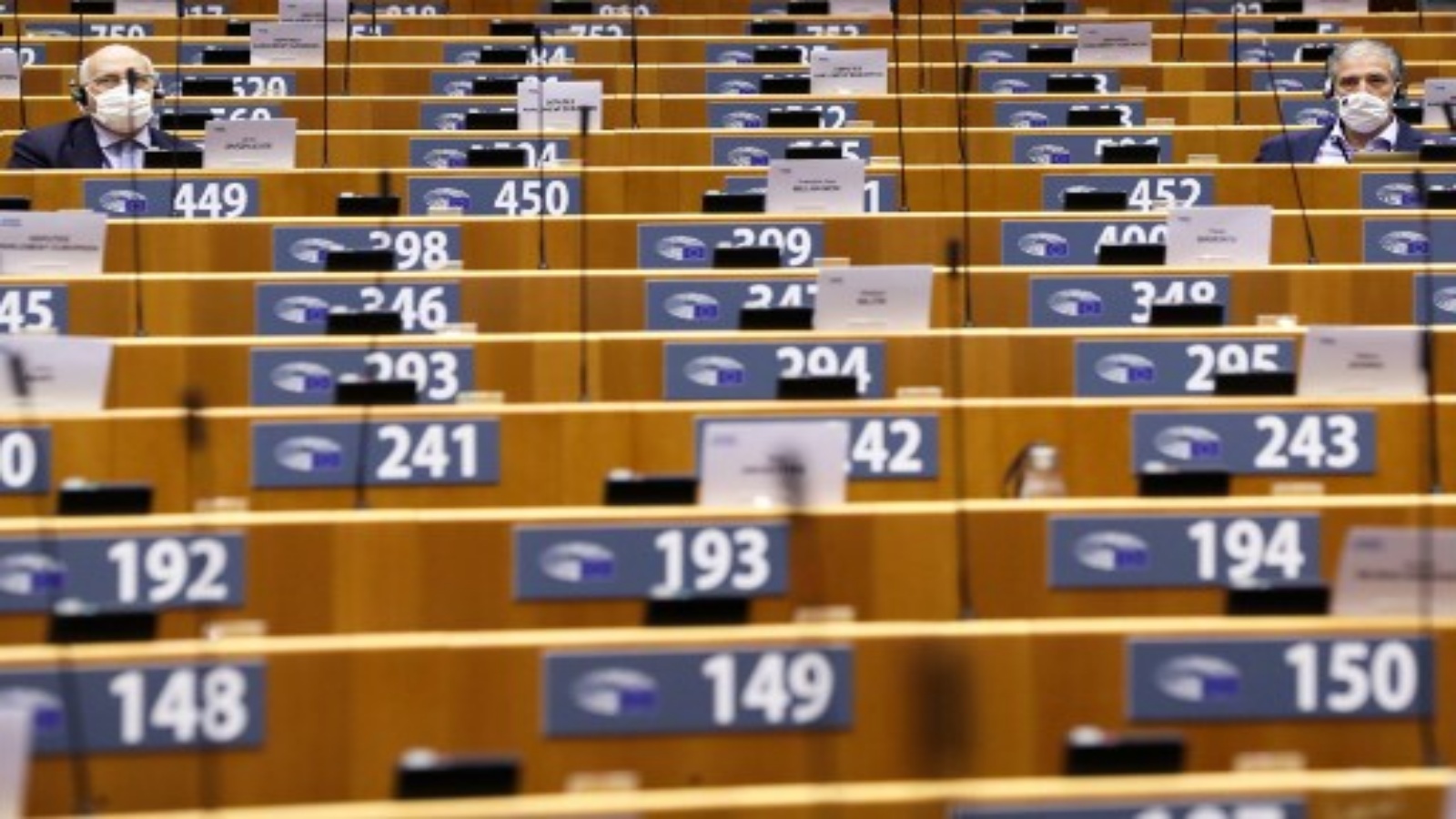 صالة البرلمان الأوروبي في بروكسل في 7 أكتوبر 2020.