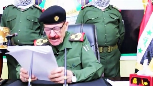 عزة الدوري في أحد خطاباته المسجلة قبل ثلاث سنوات