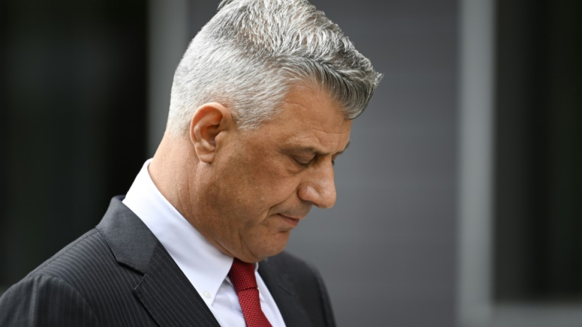 رئيس كوسوفو المستقيل هاشم تاجي في بريشتينا في 5 نوفمبر الجاري