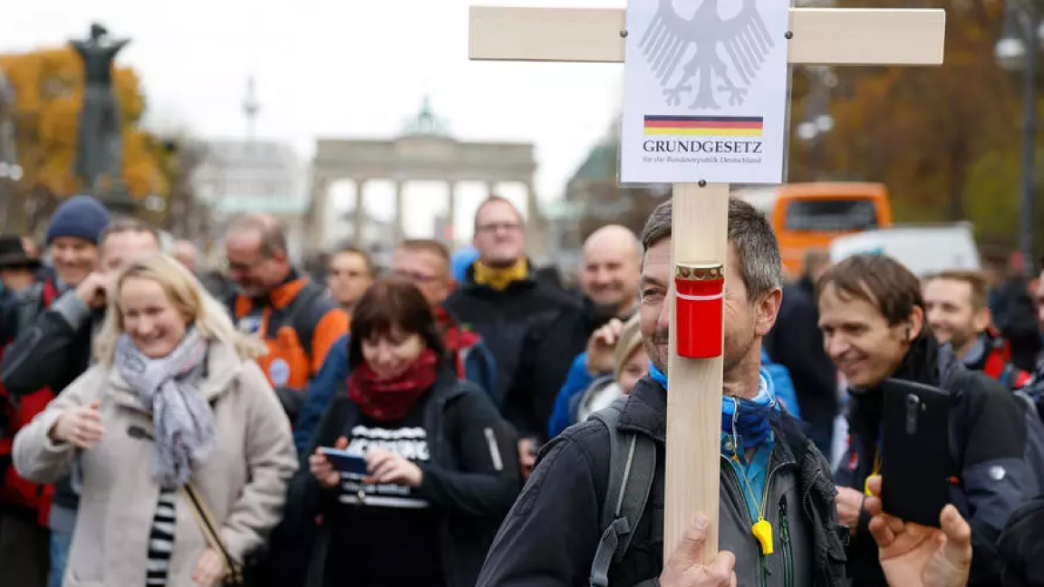 من تظاهرة معارضة للكمامات في برلين في 19 نوفمبر الجاري