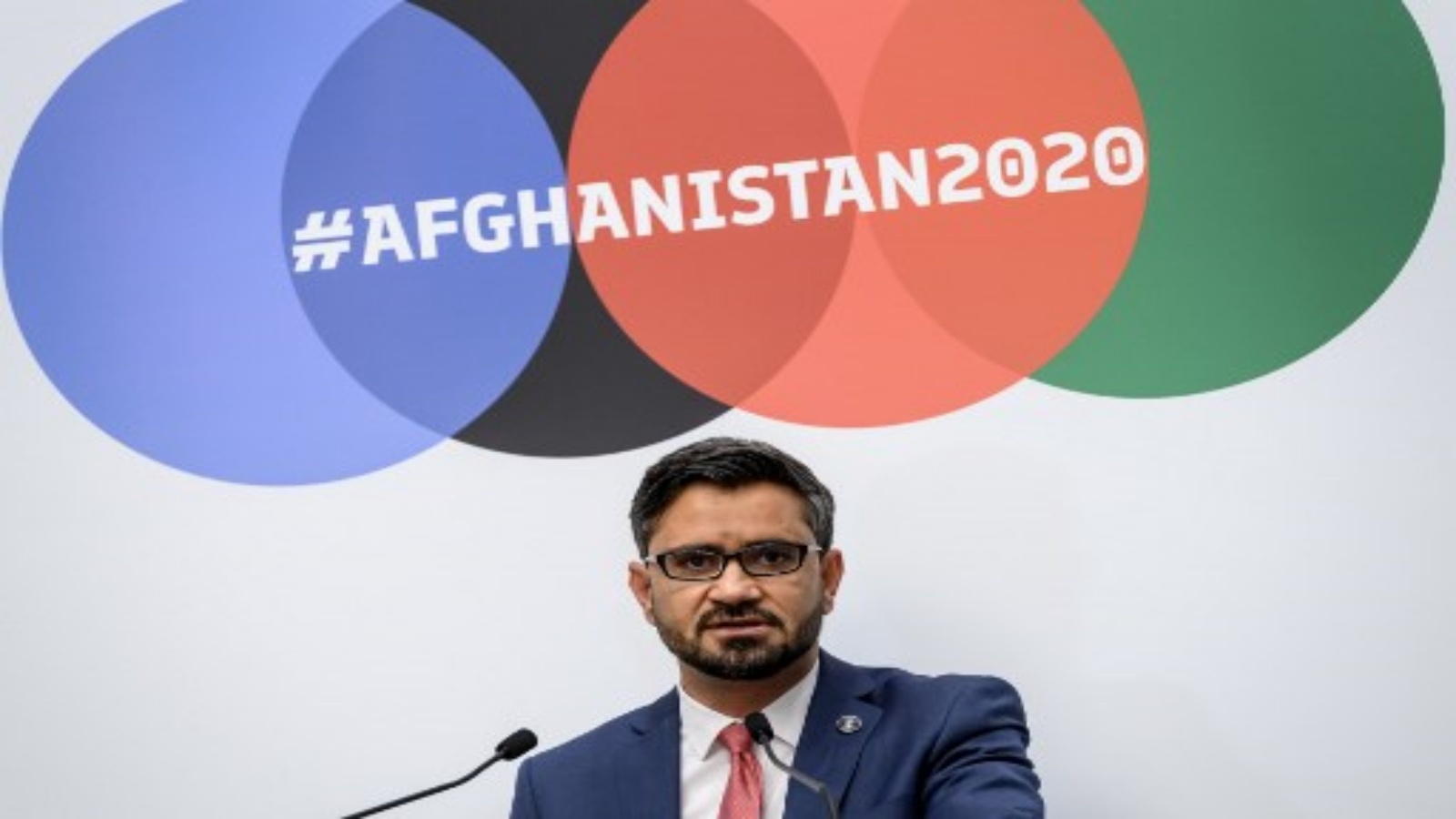 نائب وزير المالية الأفغاني عبد الحبيب زدران يلقي بيانًا خلال مؤتمر المانحين لأفغانستان 2020 الذي استضافته الأمم المتحدة في جنيف في 24 نوفمبر 2020.