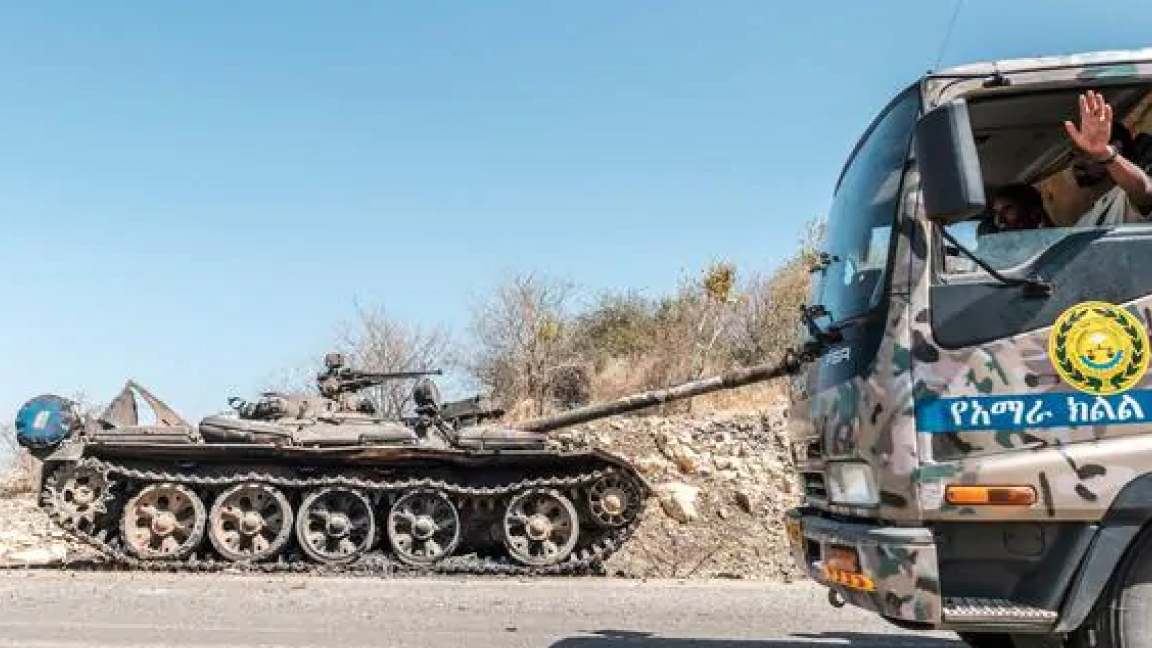دبابة إثيوبية معطوبة في منطقة حميرة