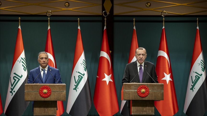 الكاظمي وأردوغان خلال مؤتمرهما الصحافي في انقرة الخميس