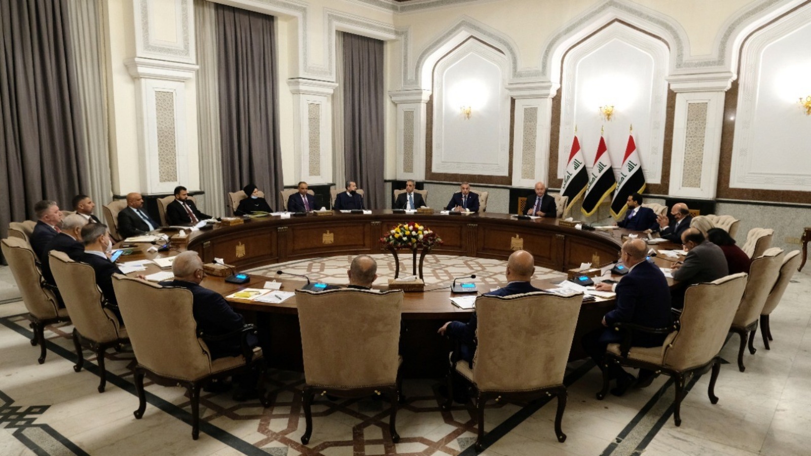الرئاسات العراقية خلال اجتماعها امس مع بعثة الامم المتحدة ومفوضية الانتخابات حول موعد الانتخابات المبكرة