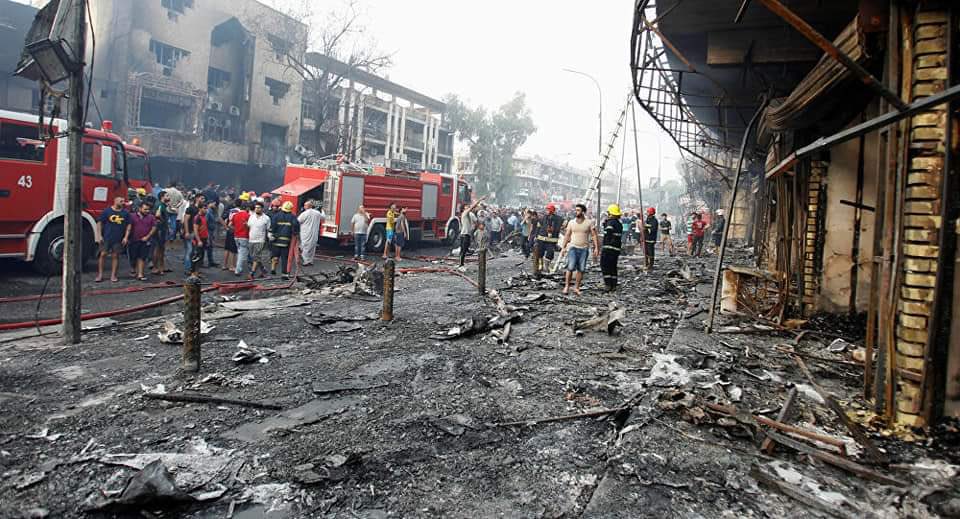 دمار التفجير المزدوج وسط بغداد الخميس