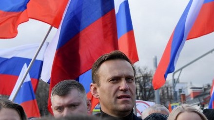 المعارض الروسي أليكسي نافالني في تظاهرة في موسكو في 2 فبراير 2020