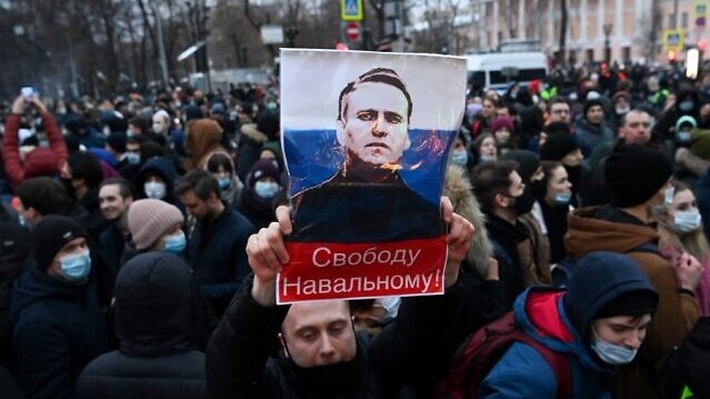تظاهرة في موسكو مؤيدة للمعارض أليكسي نافالني في 23 يناير الجاري