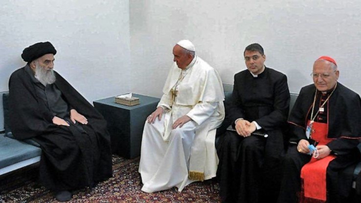البابا في زيارة المرجع الشيعي في العراق على السيستاني