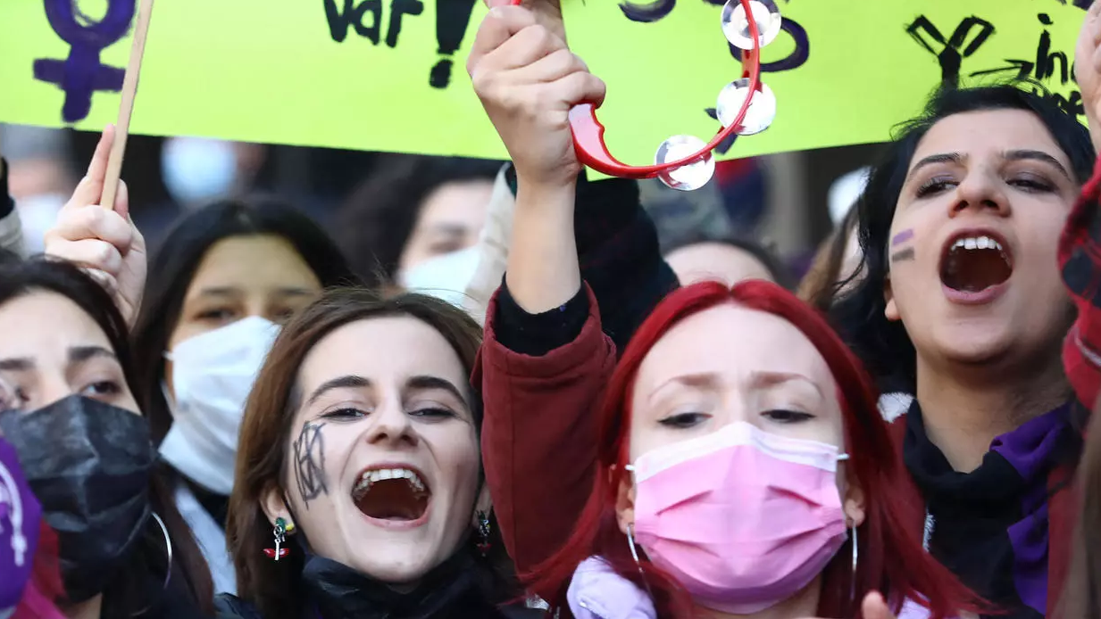 مسيرة نسائية في يوم المرأة العالمي في أنقرة في 8 مارس الحالي