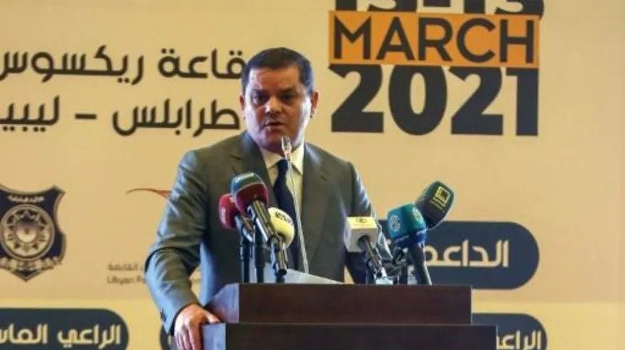 ئيس الوزراء الليبي عبد الحميد الدبيبة متحدثا في افتتاح 