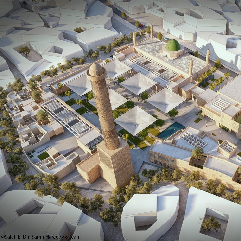 التصميم الفائز الذي اعلنته اليونسكو لاعادة بناء جامع النوري الكبير في الموصل