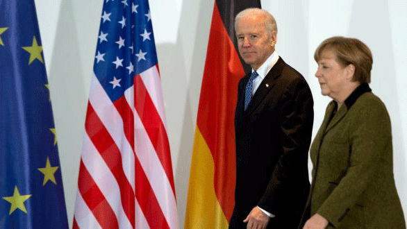 المستشارة الألمانية أنغيلا ميركل والرئيس الأميركي جو بايدن