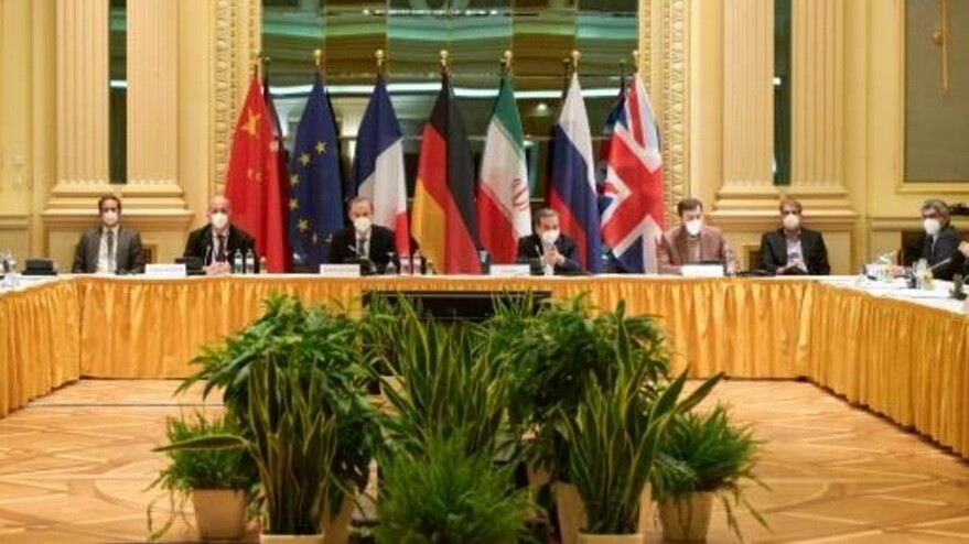  صورة نشرها وفد الاتحاد الأوروبي في فيينا بتاريخ 17 ابريل 2021 تظهر ممثلي الدول الموقعة على الاتفاق النووي الإيراني