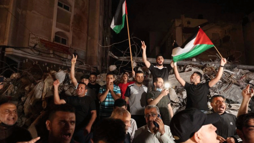 احتفالات في غزة ببدء سريان وقف اطلاق النار