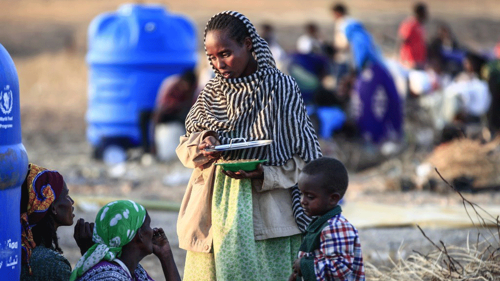 مهاجرون في مدينة حمدية في السودان