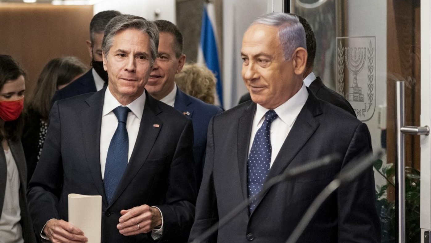 وزير الخارجية الأميركي أنتوني بلينكن ورئيس الوزراء الإسرائيلي في القدس في 25 مايو 2021