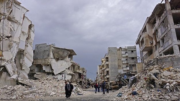 حي سكني مدمر في إدلب