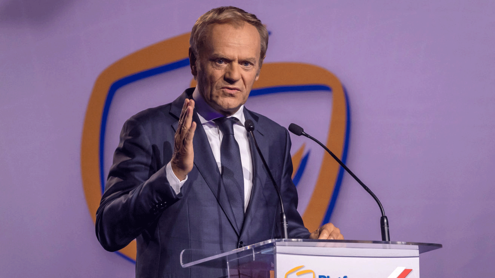 دونالد تاسك يتحدث في مؤتمر المنصة المدنية في 3 تموز/يوليو 2021