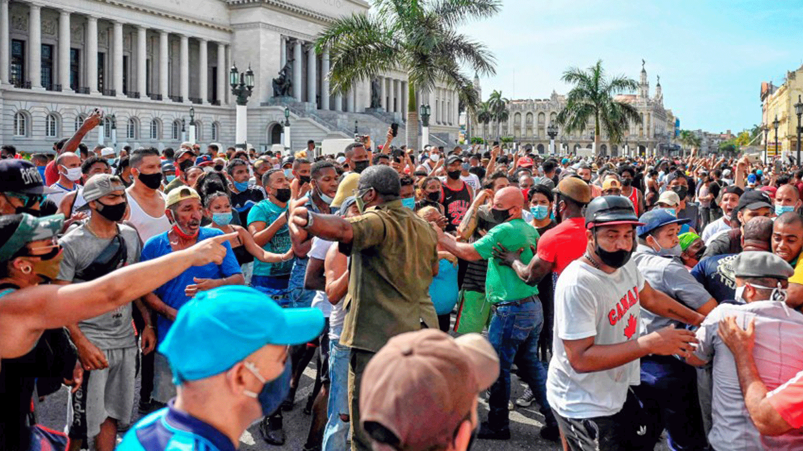 من أجواء التظاهرات في كوبا