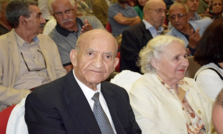 عبد الرحمن اليوسفي وزوجته هلين في احدى المناسبات