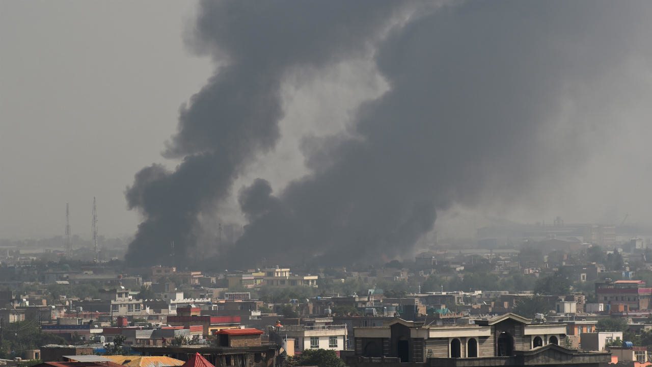 أعمدة الدخان في كابول في صورة تعود إلى 3 سبتمبر 2019