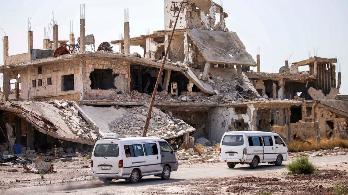 صورة من الأرشيف لأبنية مدمرة في مدينة درعا
