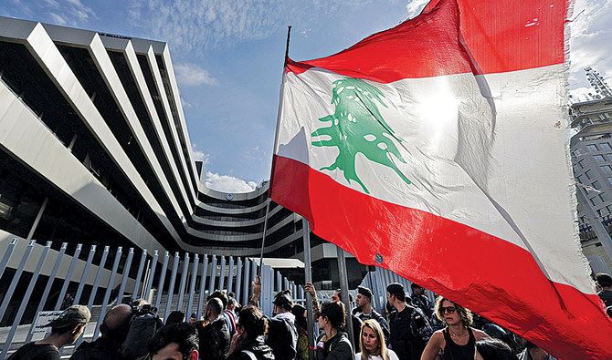 صورة إرشيفية لمتظاهرين لبنانيين يحتجون على تدهور الوضع المعيشي 
